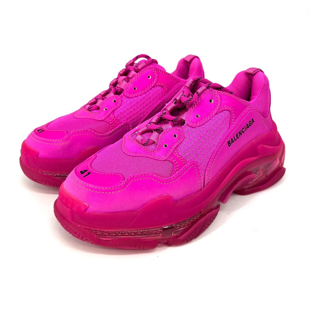 Balenciaga Triple S Sneakers Shoes Mens Size 41 Clear Sole Pink Logo Lace Up NEW - Picture 4 of 15